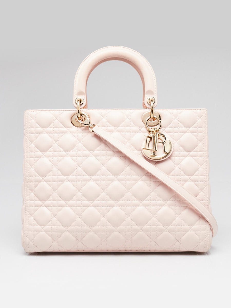 【無料郵送/関税込/正規品】 Dior Lady Primrose Cannage Lambsk Christian Dior Pink Cannage Quilted Lambskin Leather Large