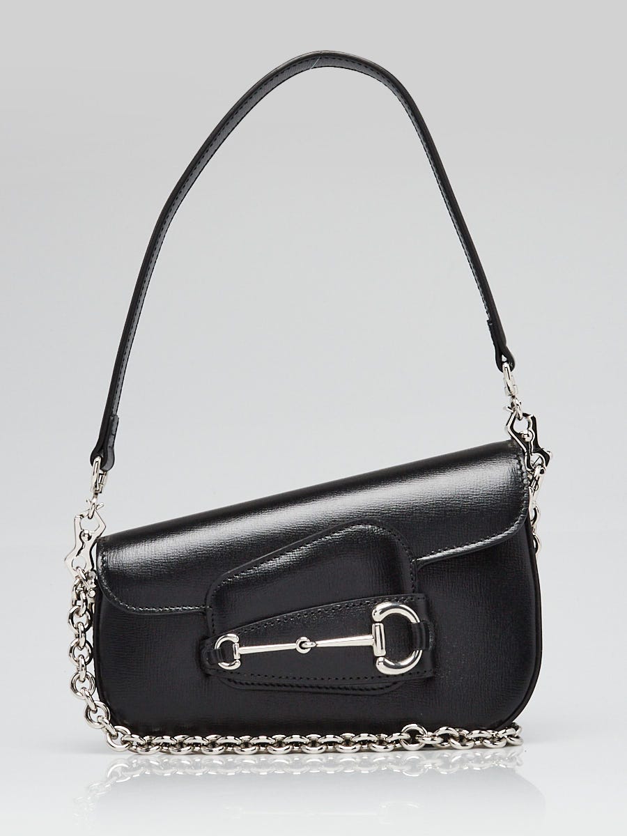Gucci Black Leather Horsebit 1955 Mini Asymmetric Shoulder
