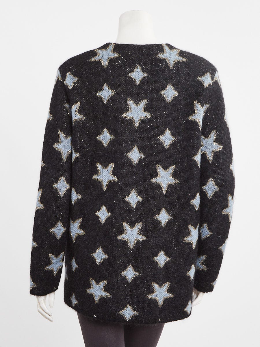 Yves Saint Laurent Black/Blue Mohair Star Cardigan Size XS