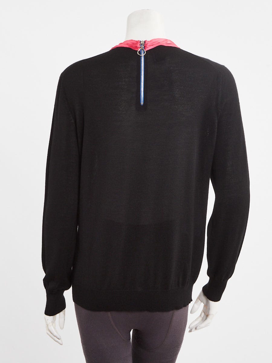 Gucci Black/Pink Cashmere/Silk Bow Sweater Size XL