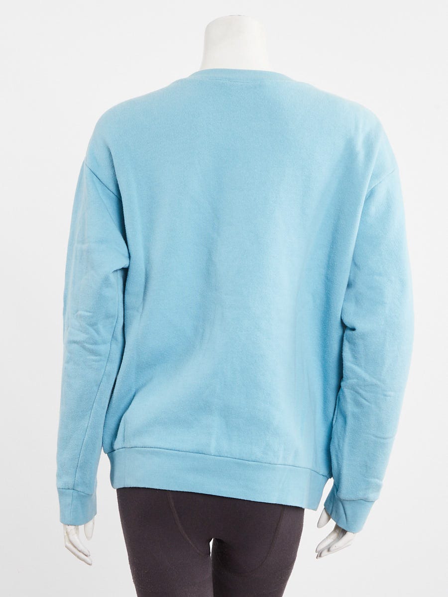 Gucci Blue/Red Cotton and Crystal Graphic Print Sweatshirt Size Small