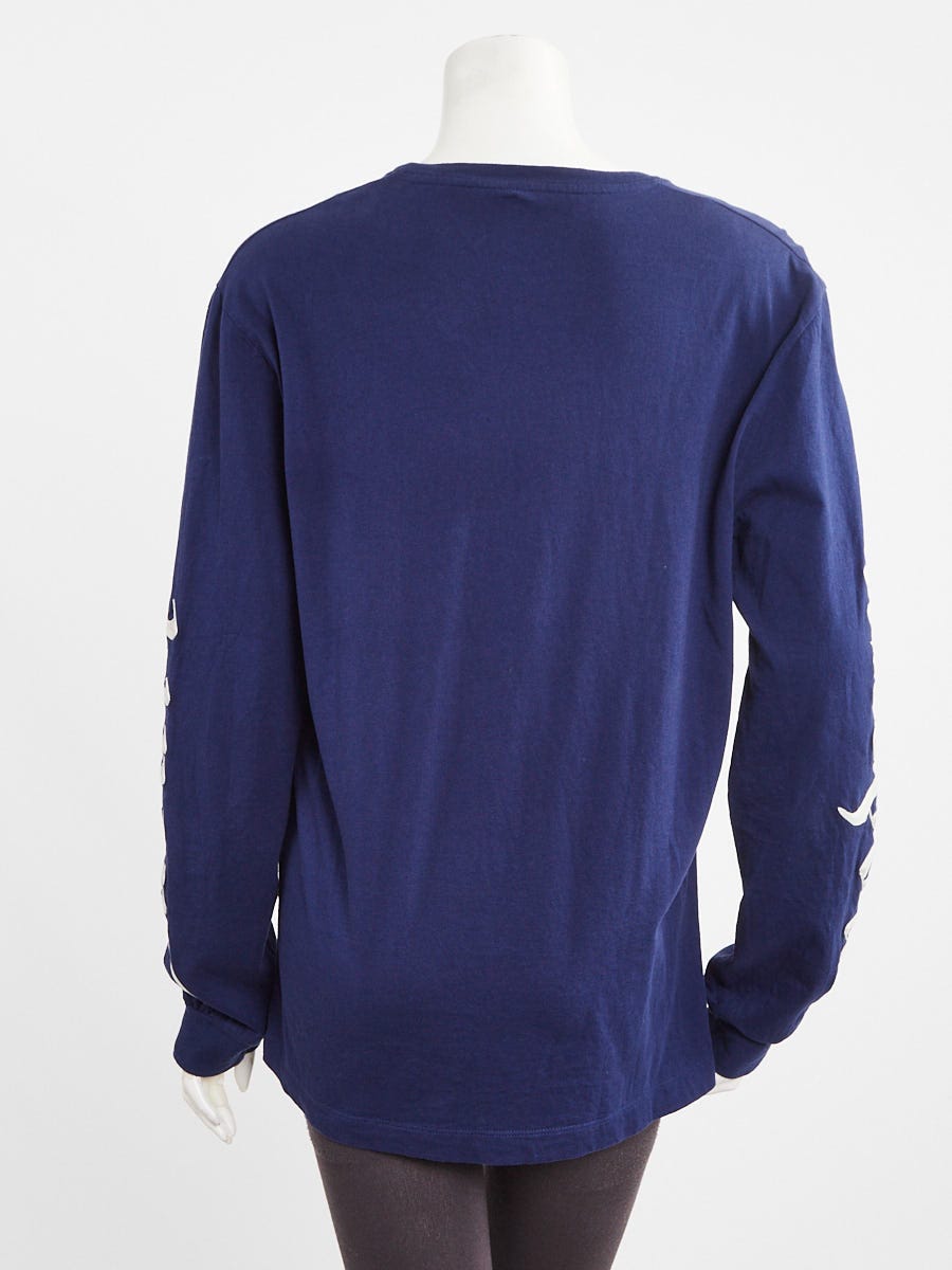 Gucci Blue Cotton Modern Future Embroidered Long Sleeve Shirt Size S