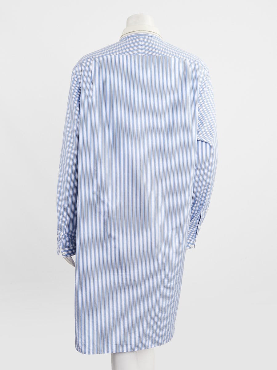 Gucci Blue Striped Cotton Oversized Shirt Dress Size 8/42