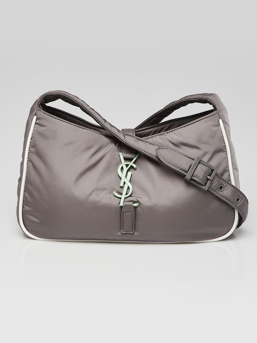 Yves Saint Laurent Grey Nylon/Leather Le 5 A 7 Shoulder Bag
