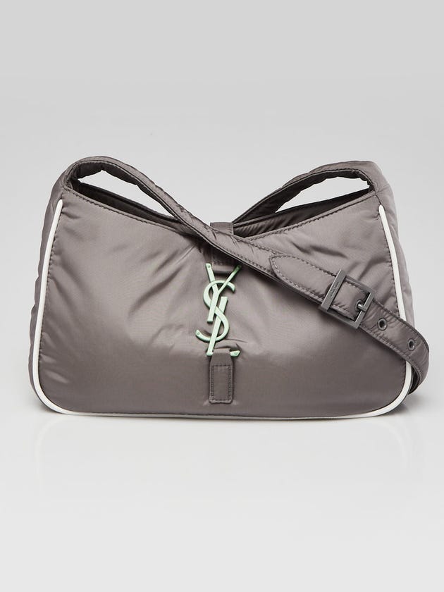 Yves Saint Laurent Grey Nylon/Leather Le 5 A 7 Shoulder Bag