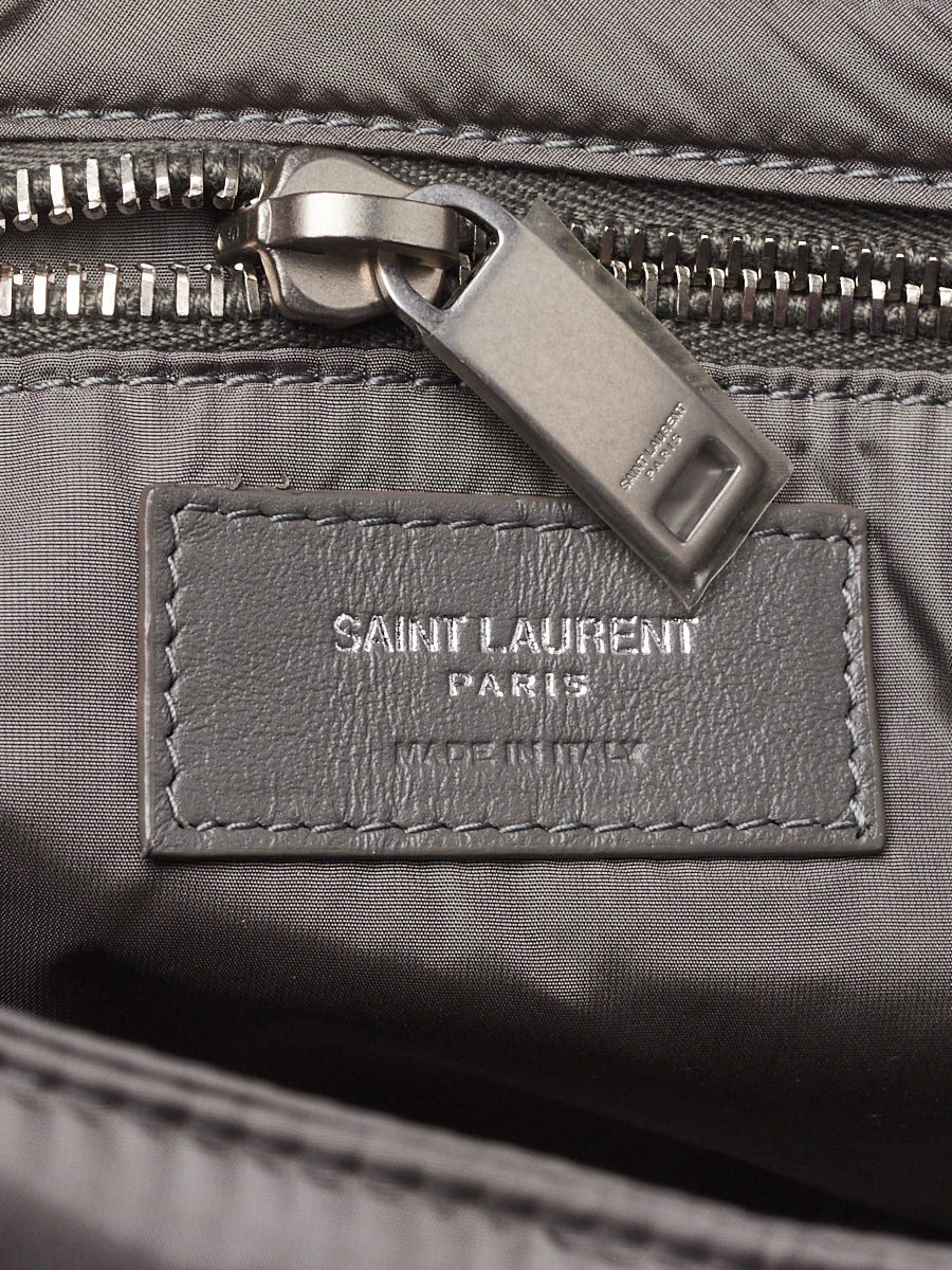 Yves Saint Laurent Grey Nylon/Leather Le 5 A 7 Shoulder Bag
