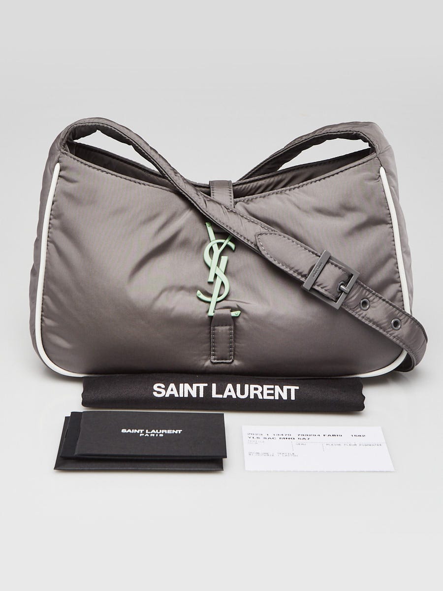 Yves Saint Laurent Grey Nylon/Leather Le 5 A 7 Shoulder Bag
