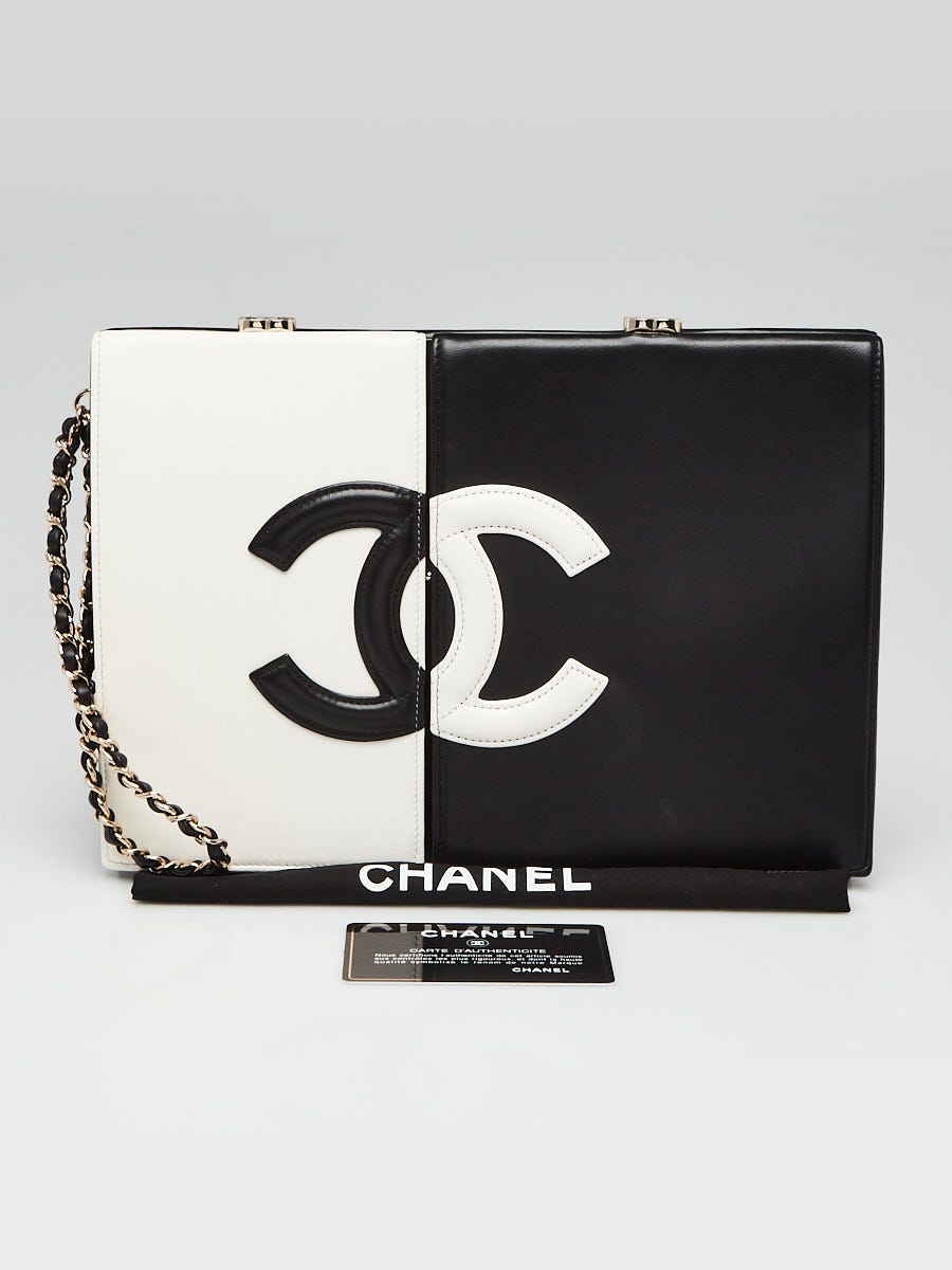 Chanel Black/White CC Split Clutch with Chain Bag | Yoogi's Closet