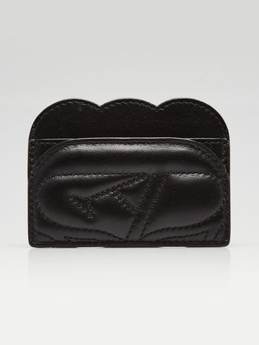 Alexander McQueen Black Padded Leather Scallop Edge Card Holder