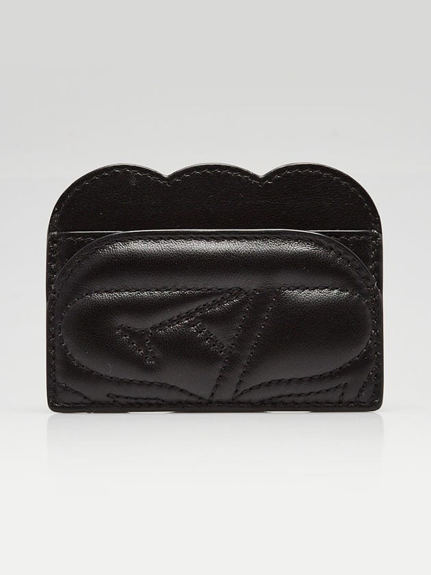 Alexander McQueen Black Padded Leather Scallop Edge Card Holder