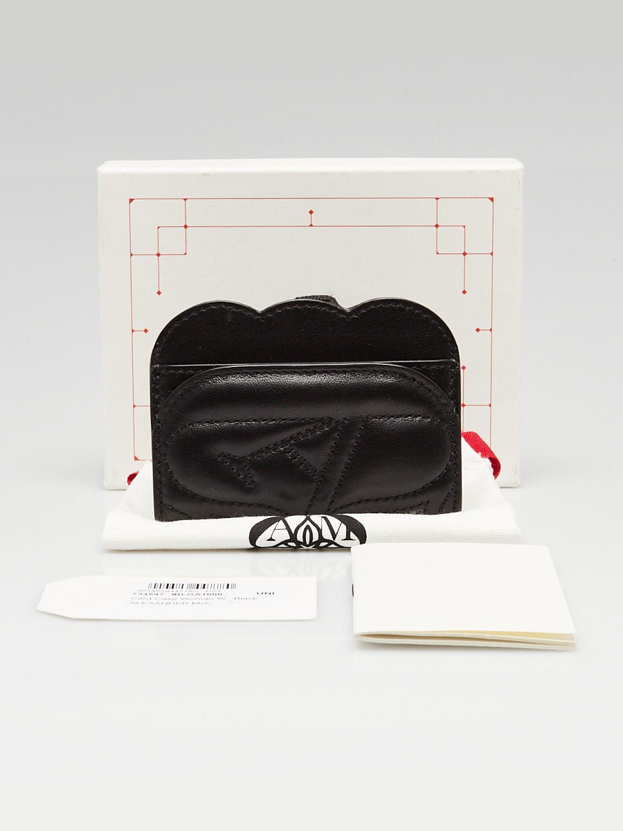 Alexander McQueen Black Padded Leather Scallop Edge Card Holder