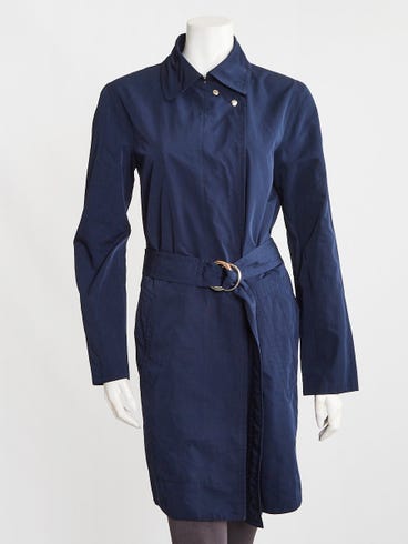 Gucci Blue Polyester Trench Coat Size 8/42