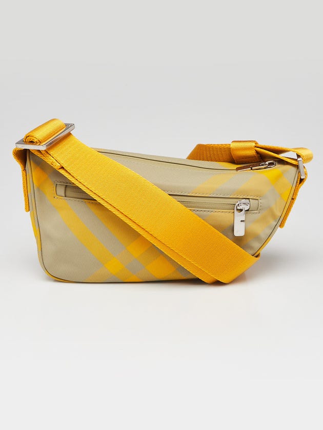 Burberry Yellow Check Nylon Shield Crossbody Bag