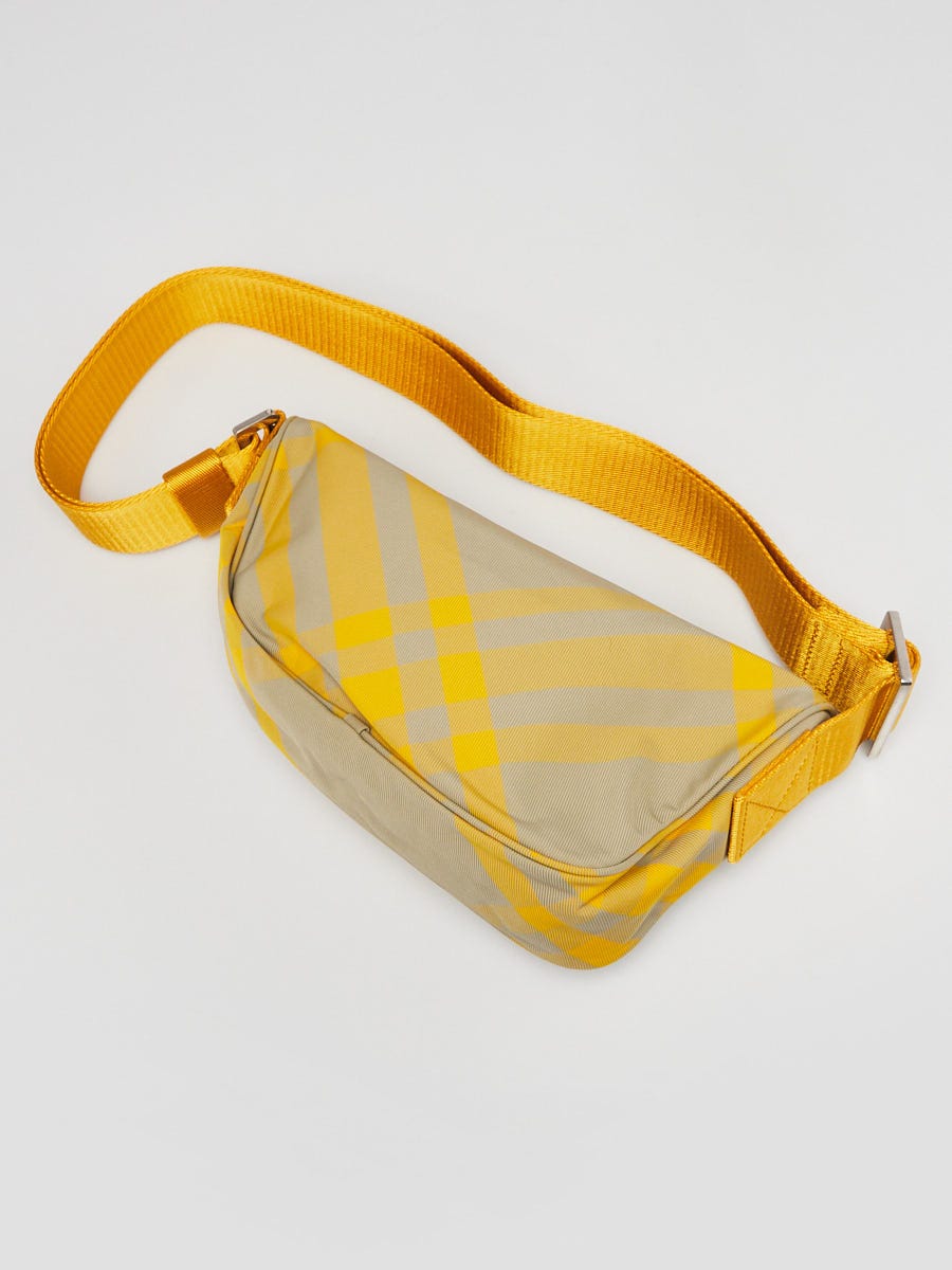 Burberry Yellow Check Nylon Shield Crossbody Bag | Yoogi's Closet