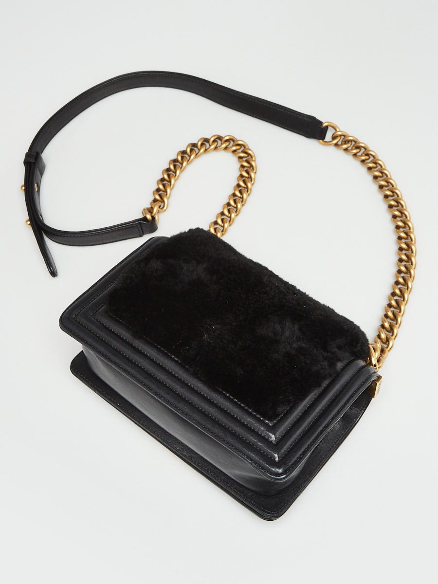 Chanel Black Orlyag Fur and Leather Small Boy Bag | Yoogi's Closet