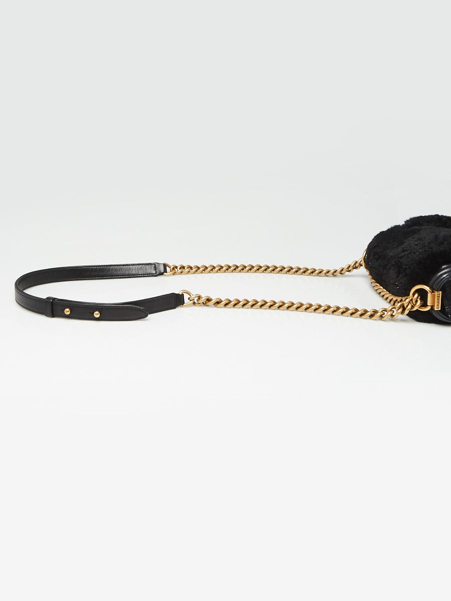 Chanel Black Orlyag Fur and Leather Small Boy Bag | Yoogi's Closet