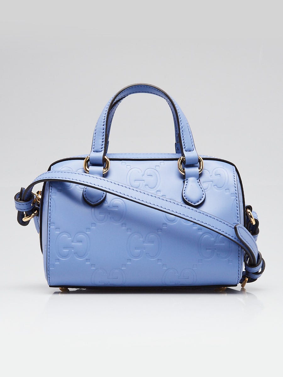 Gucci Light Purple Embossed Leather Super Mini Boston Crossbody