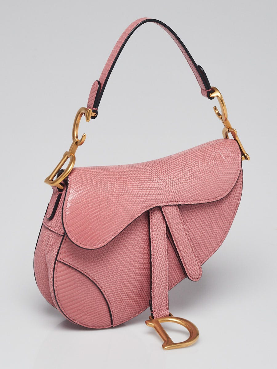 Christian Dior Pink Lizard Mini Saddle Bag | Yoogi's Closet