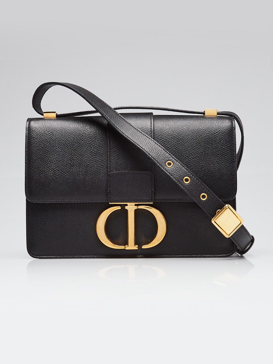 Christian Dior Black Grained Calfskin Leather Montaigne 30 Flap Bag