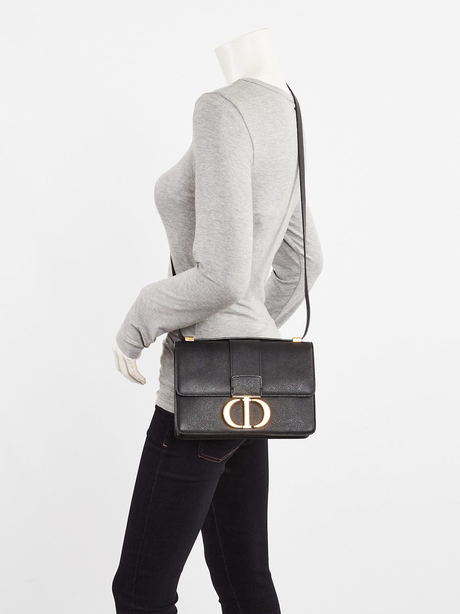 Christian Dior Black Grained Calfskin Leather Montaigne 30 Flap Bag