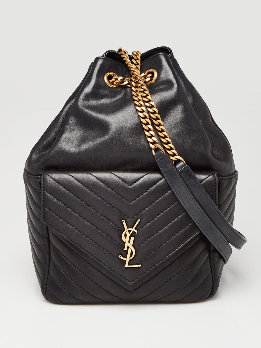 Yves Saint Laurent Black Chevron Quilted Lambskin Leather  display picture 1