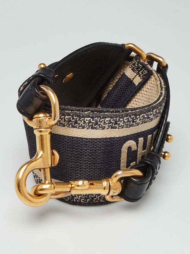 Christian Dior Blue Dior Embroidered Canvas Logo Strap