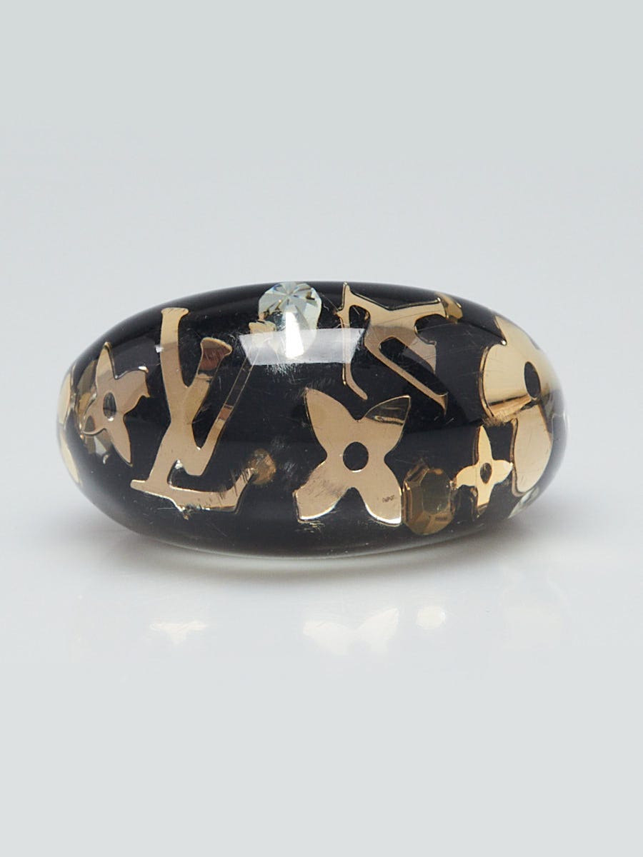 Louis Vuitton Black Resin Inclusion Ring Size 7 M | Yoogi's Closet