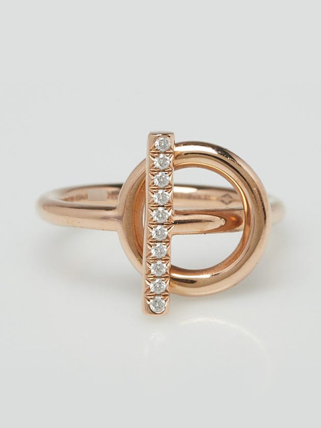 Hermes 18k Pink Gold and Diamond Echappee Ring Size 6/51