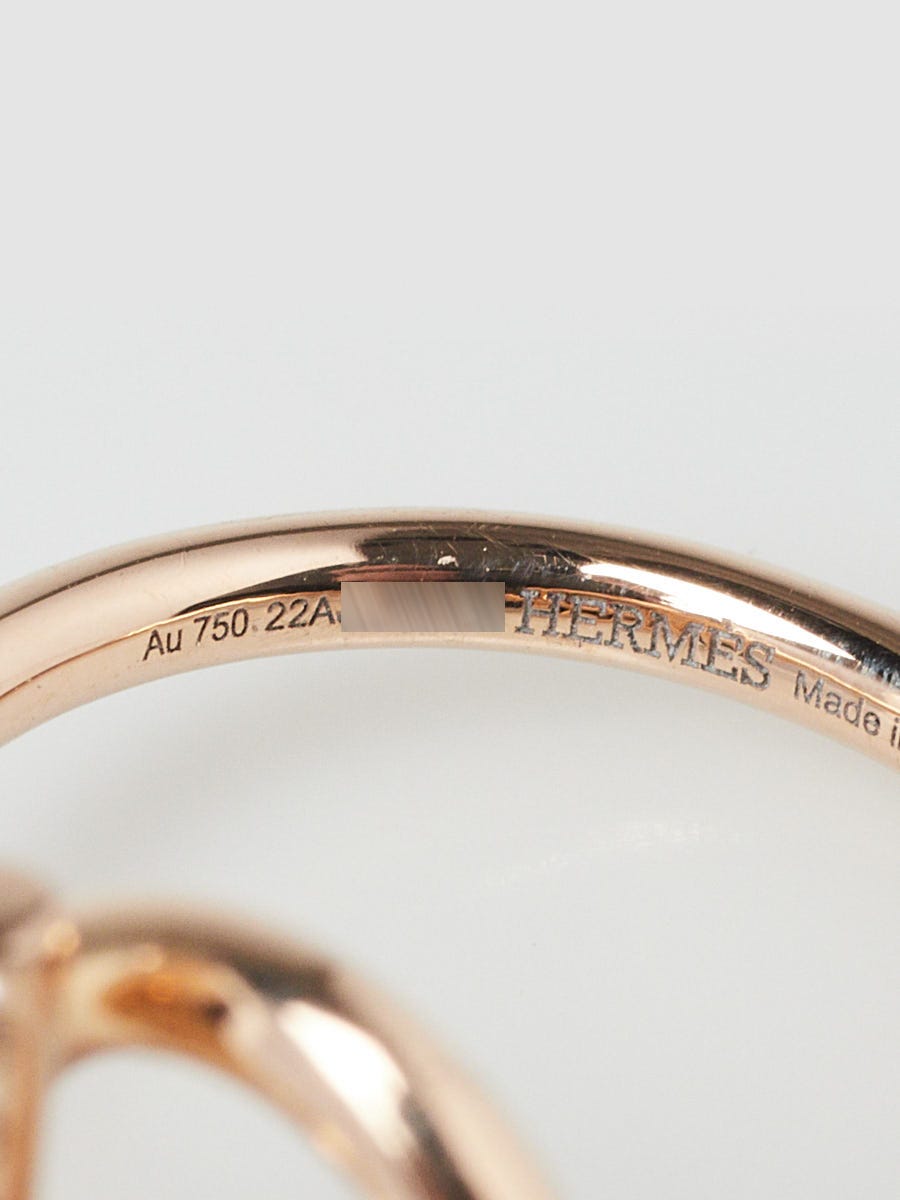 Hermes 18k Pink Gold and Diamond Echappee Ring Size 6/51 | Yoogi's