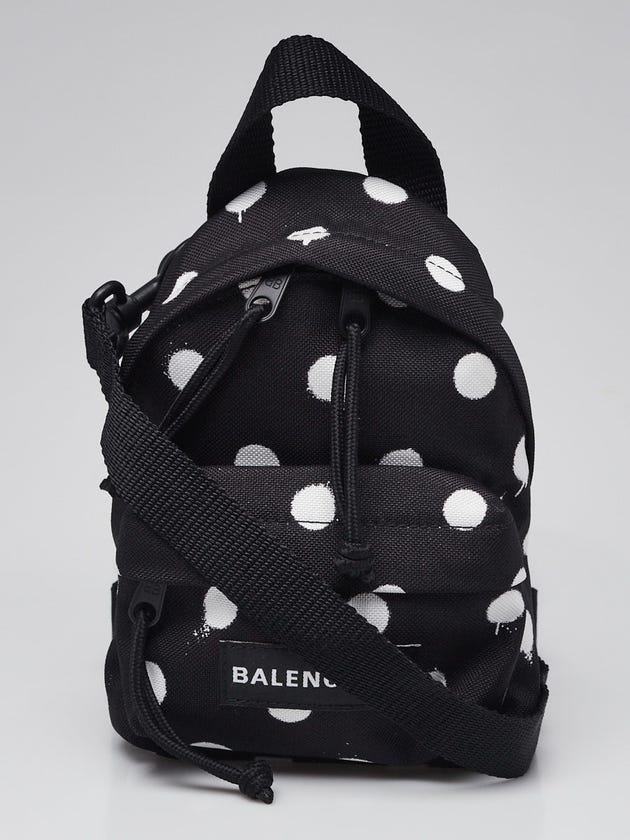 Balenciaga Black/White Spots Nylon Oversized Mini Backpack Crossbody Bag