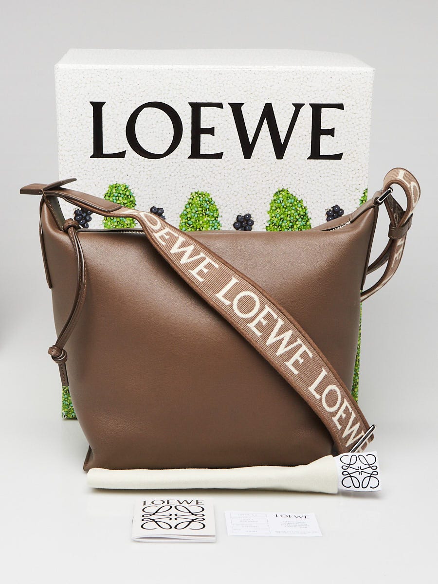 Loewe Winter Brown Supple Smooth Calfskin Leather Cubi Crossbody