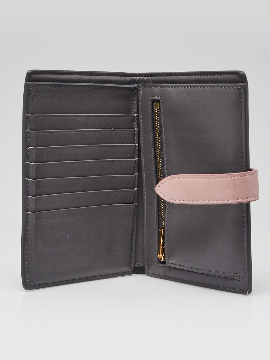 Celine Grey/Pink Leather Compact Card Holder Wallet