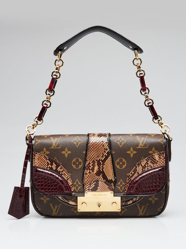 Louis Vuitton Limited Edition Monogram Bordeaux Canvas Exotic Monogramissime Pochette Bag
