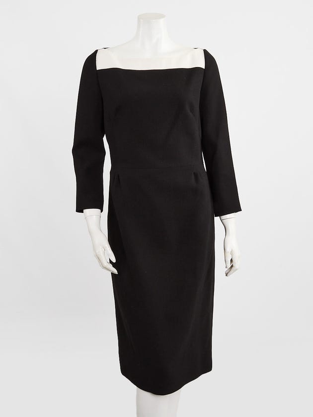 Givenchy Black Wool Boat Neck Midi Dress Size 6/40