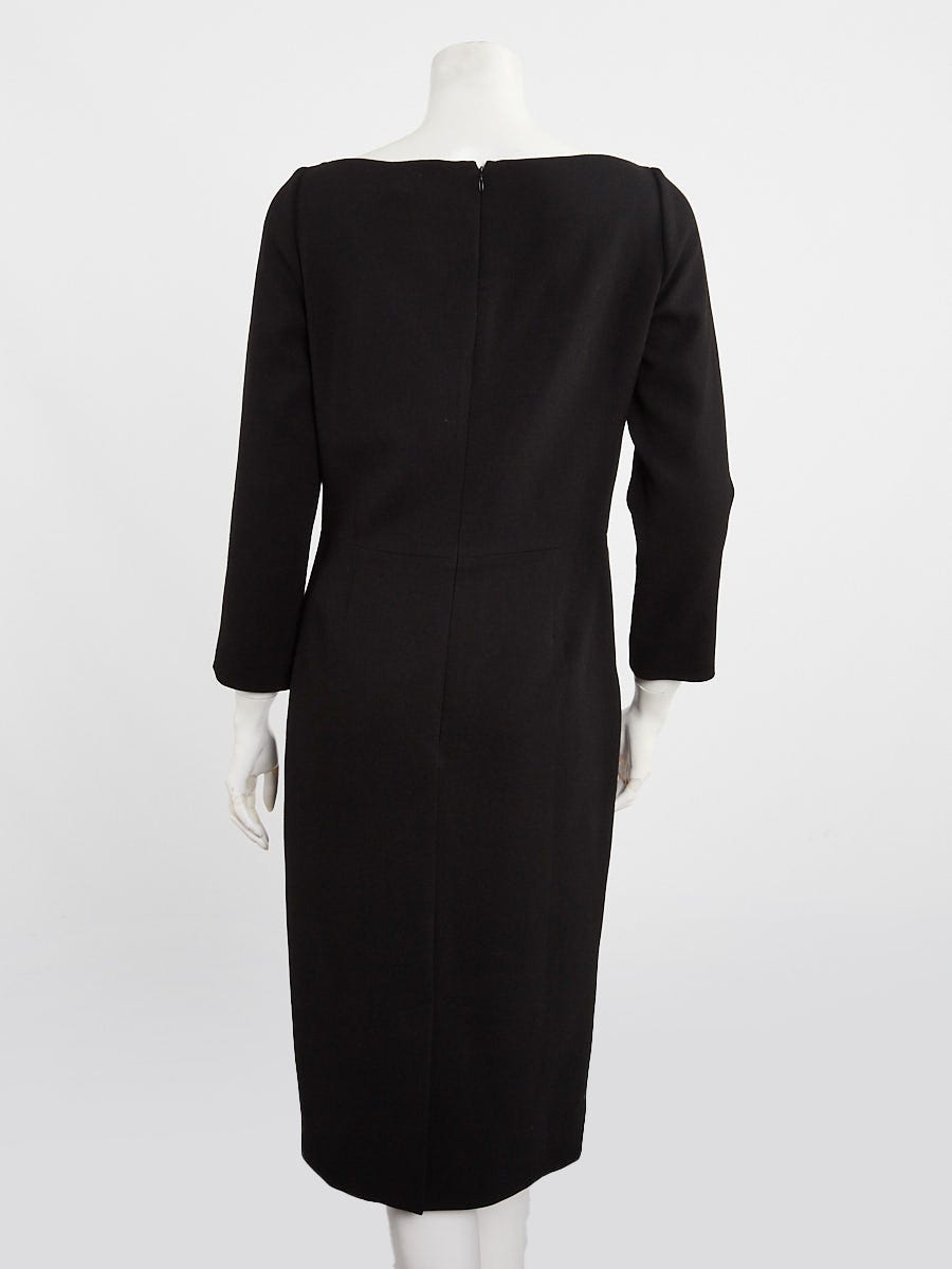 Givenchy Black Wool Boat Neck Midi Dress Size 6/40 | Yoogi's