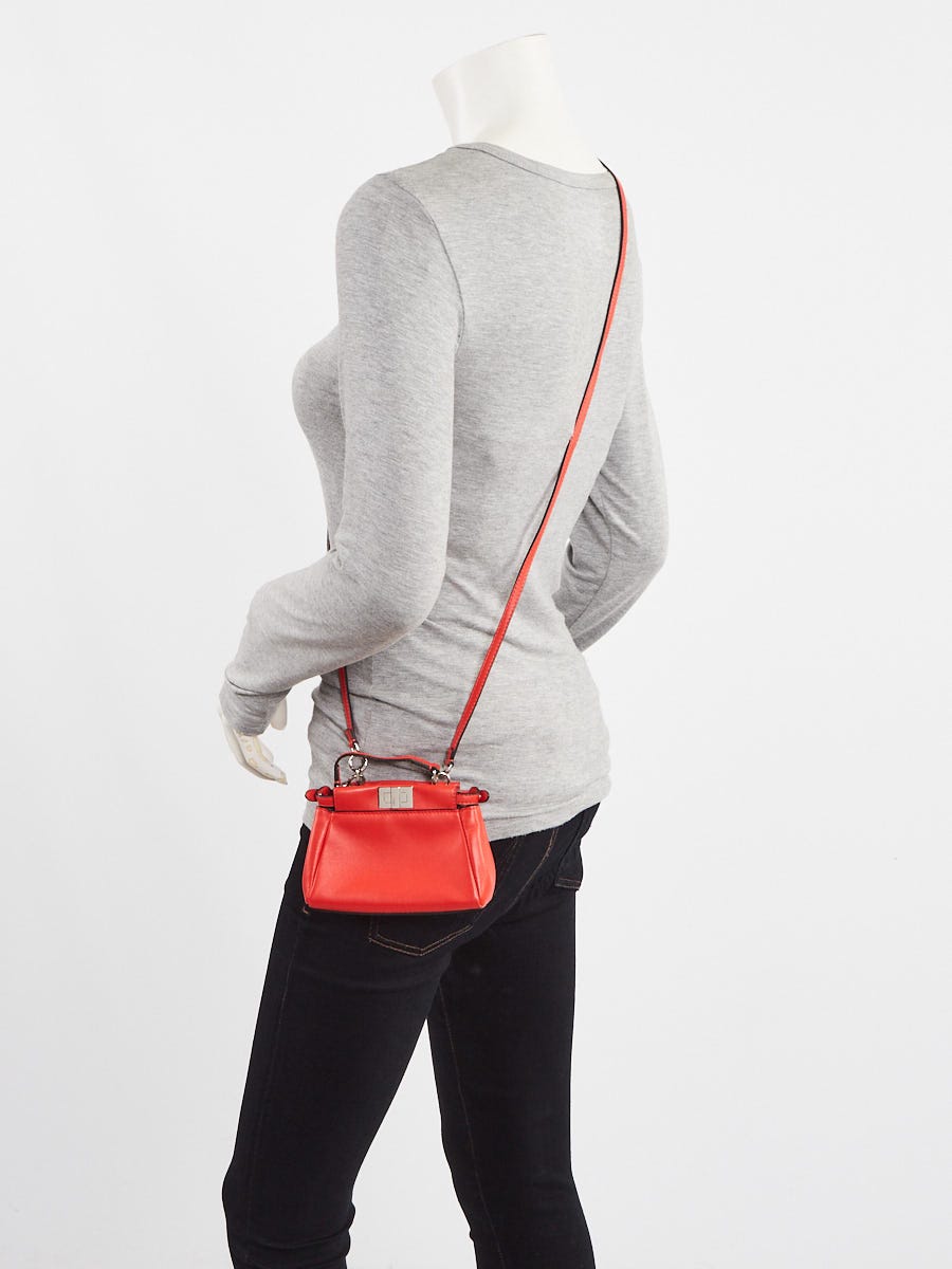 Fendi Red Nappa Leather Micro Peekaboo Bag 8M0355