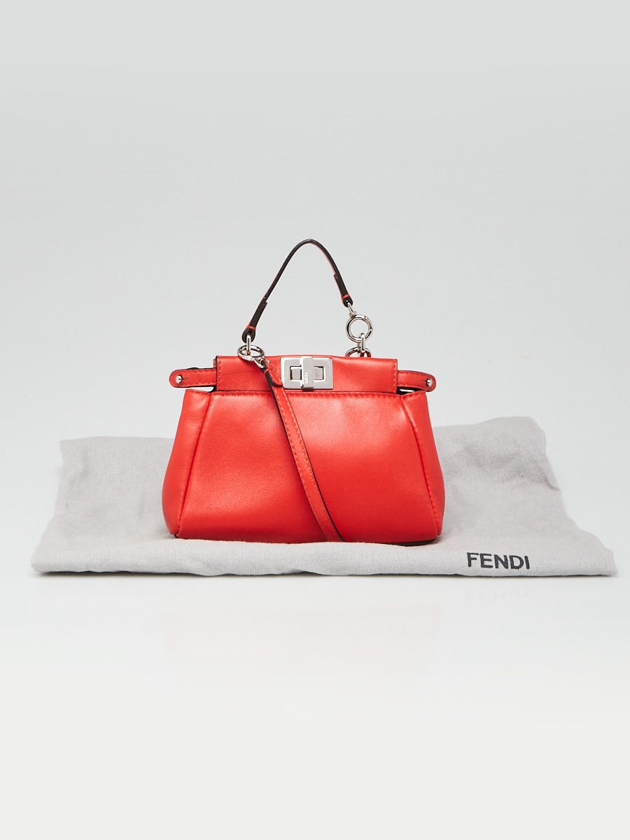 Fendi Red Nappa Leather Micro Peekaboo Bag 8M0355 | Yoogi's Closet