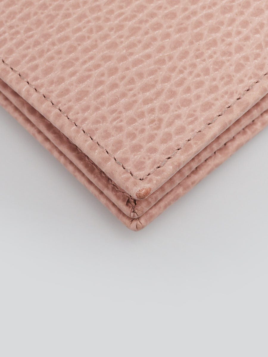 Gucci Pink Pebbled Leather GG Marmont Card Case | Yoogi's Closet