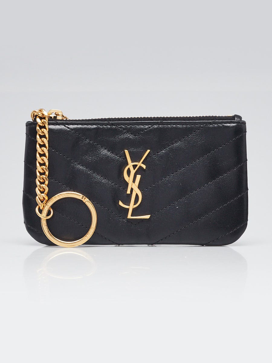Yves Saint Laurent Black Leather Monogram Loulou Mini Zip