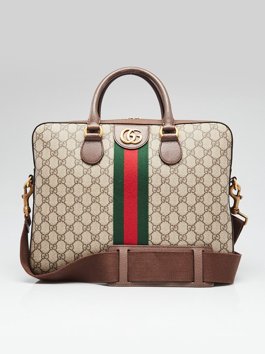 Gucci Beige/Ebony GG Supreme Canvas Medium Ophidia Briefcase Bag