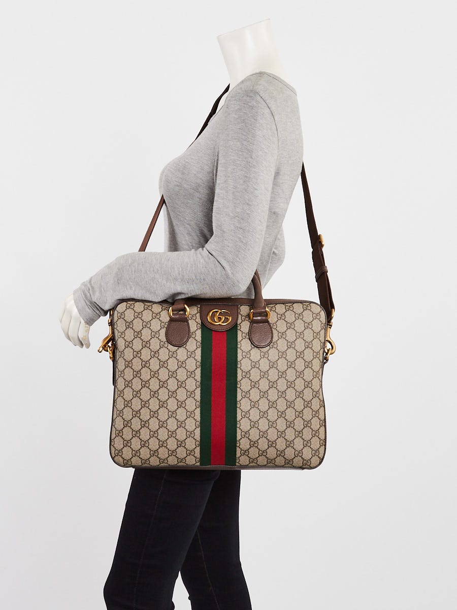 Gucci Beige/Ebony GG Supreme Canvas Medium Ophidia Briefcase Bag