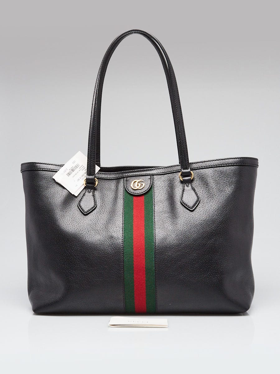 Gucci Black Pebbled Leather Ophidia Medium Tote Bag | Yoogi's Closet