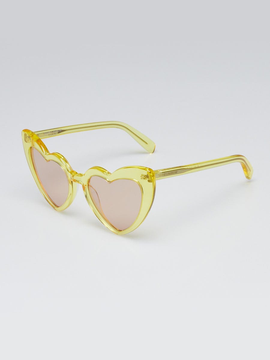 Yves Saint Laurent Yellow Transparent Acetate Heart Shaped LouLou Sunglasses - SL181