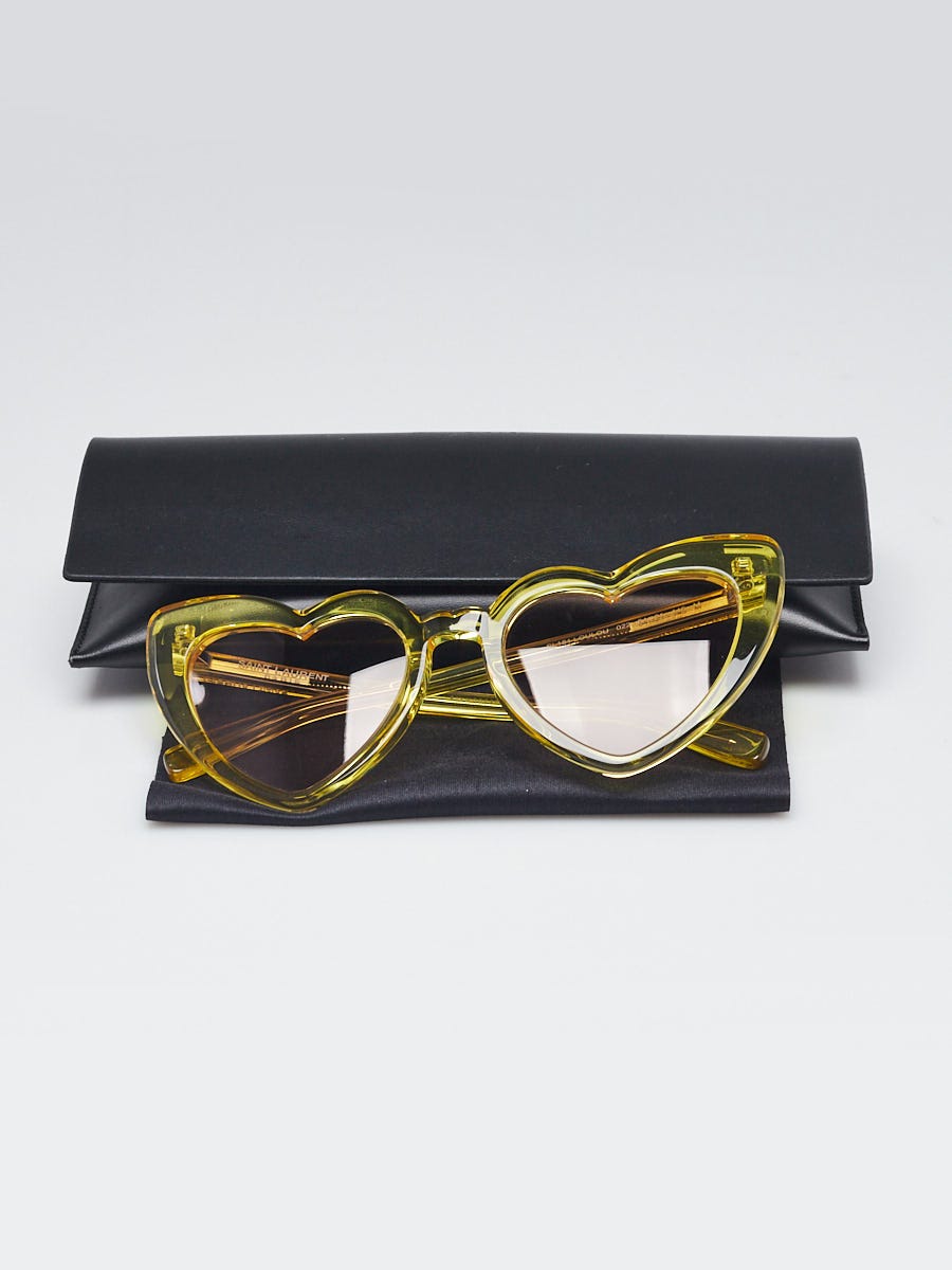 Yves Saint Laurent Yellow Transparent Acetate Heart Shaped LouLou Sunglasses - SL181
