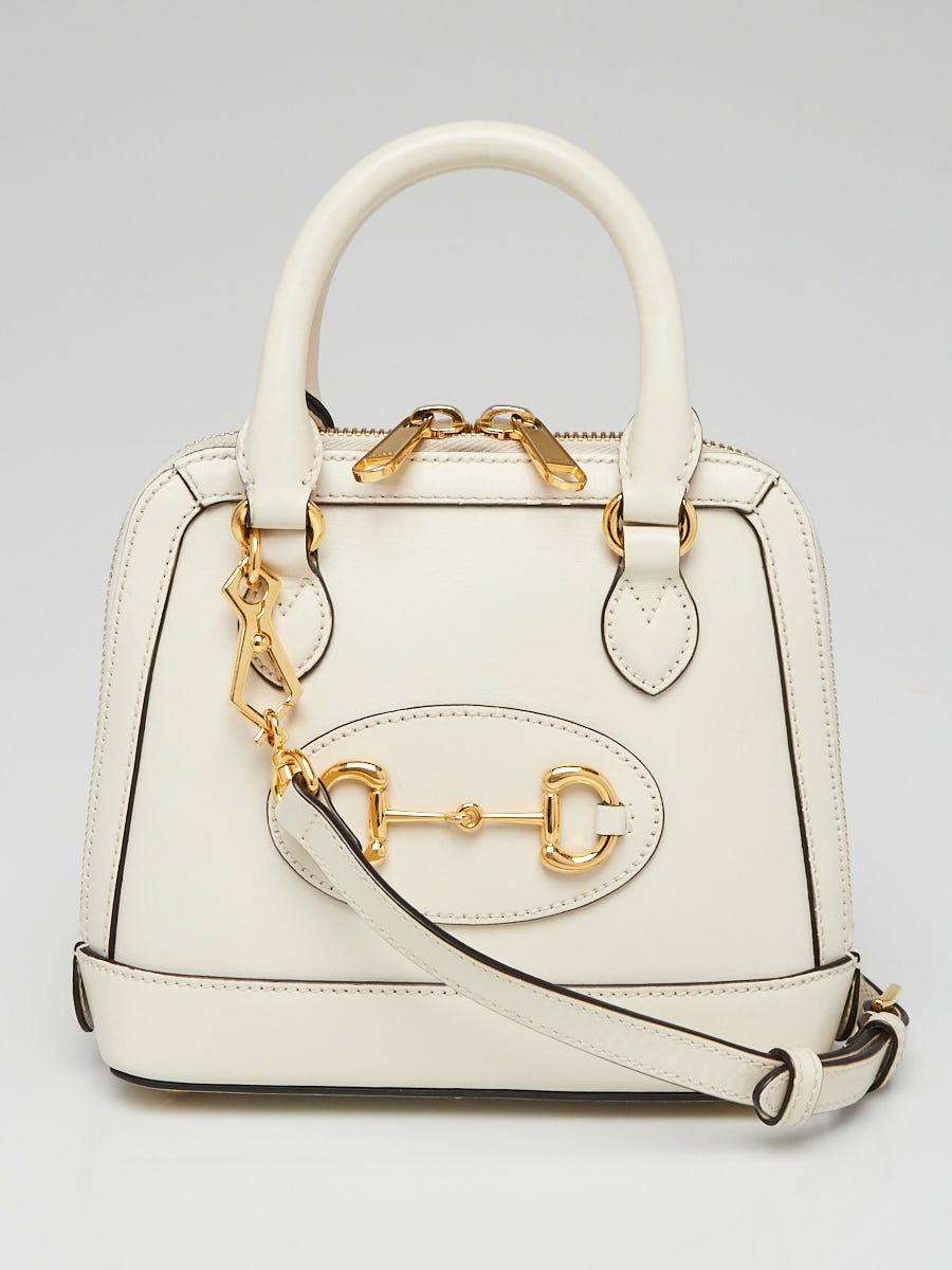 Gucci White Smooth Leather 1955 Horsebit Mini Bag | Yoogi's Closet