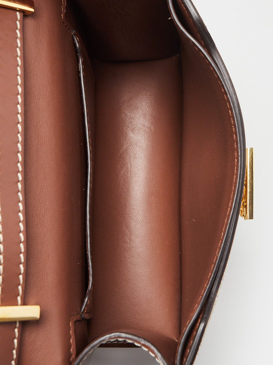 Burberry Brown/White Leather/Canvas Mini TB Shoulder Bag | Yoogi's