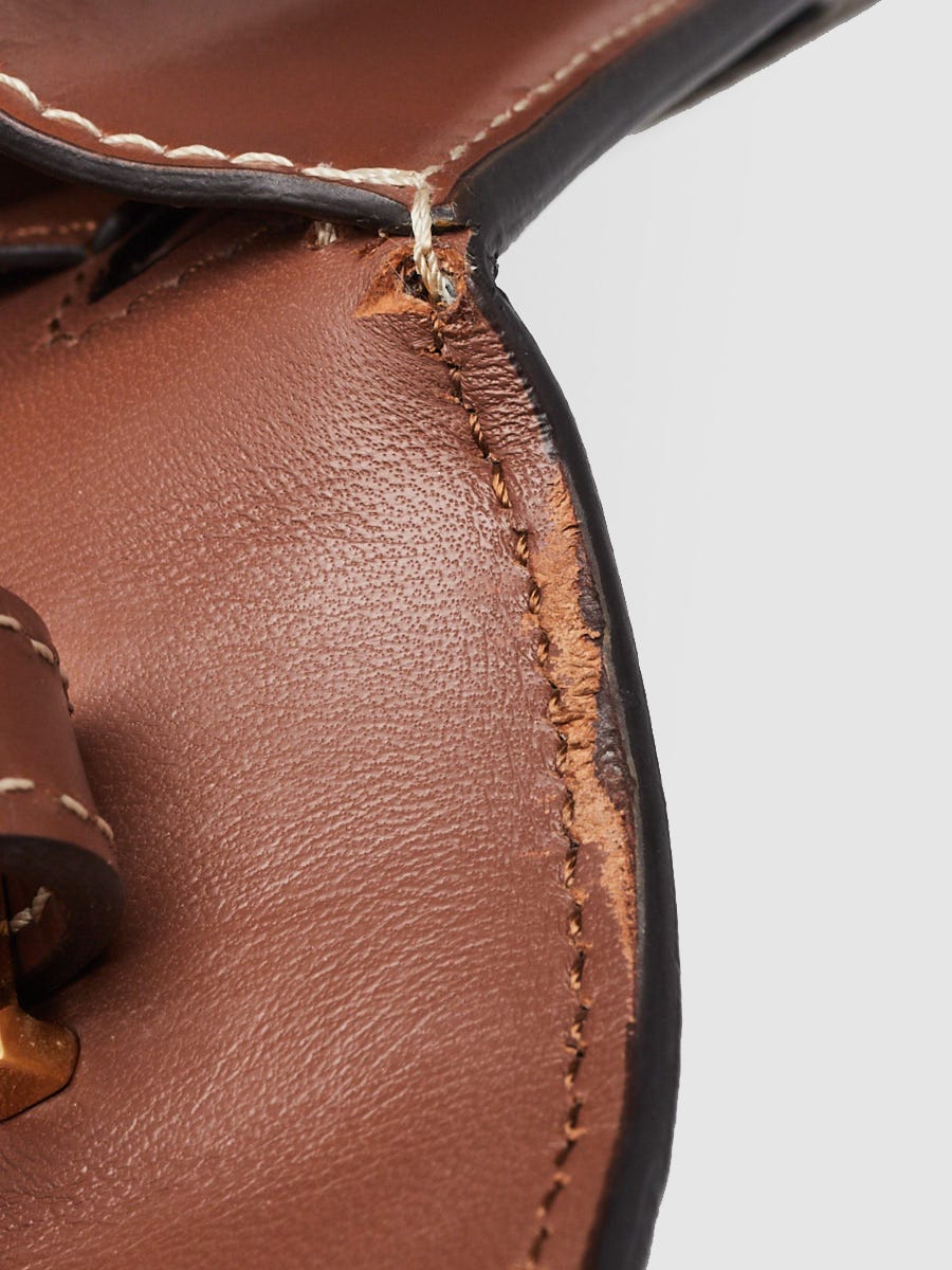 Burberry Brown/White Leather/Canvas Mini TB Shoulder Bag | Yoogi's