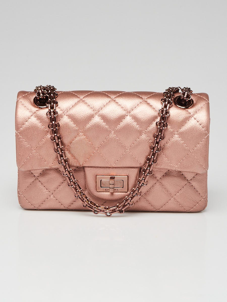 Chanel Metallic Pink Quilted Goatskin Leather 2.55 Reissue Mini Flap Bag