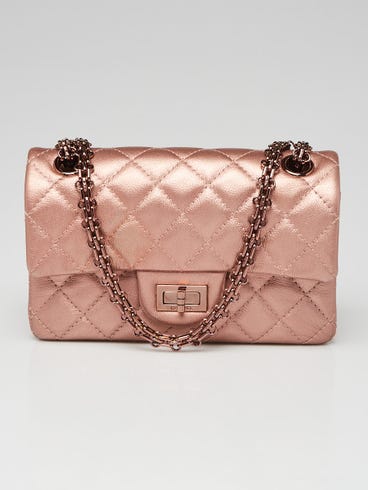 Chanel Metallic Pink Quilted Goatskin Leather 2.55 Reissue Mini Flap Bag