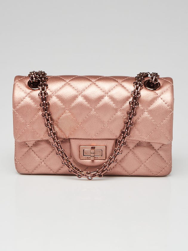 Chanel Metallic Pink Quilted Goatskin Leather 2.55 Reissue Mini Flap Bag